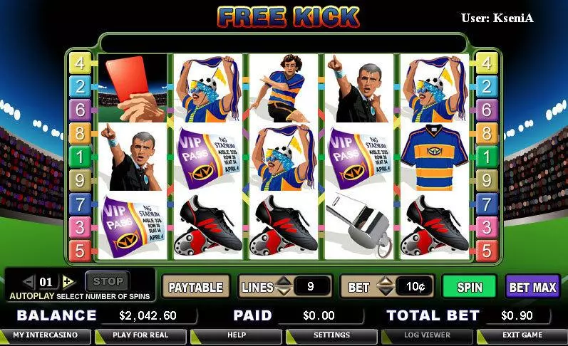 Play Free Kick Slot Main Screen Reels
