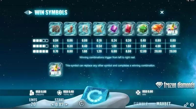 Play Frozen Diamonds Slot Info and Rules