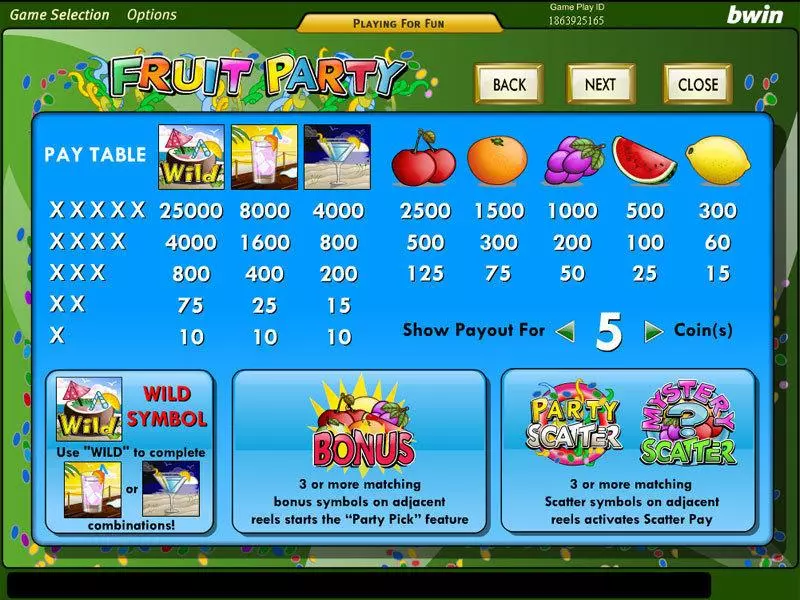 Play Fruit Party Slot Info and Rules