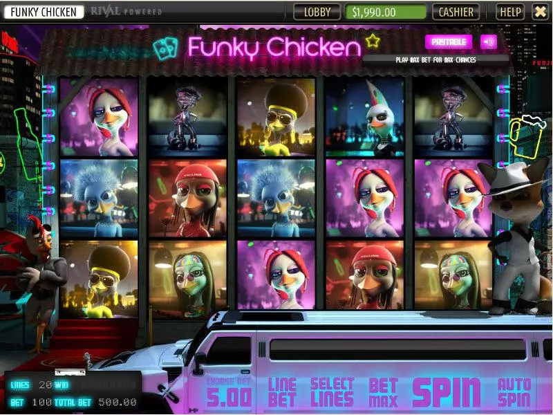 Play Funky Chicken Slot Main Screen Reels