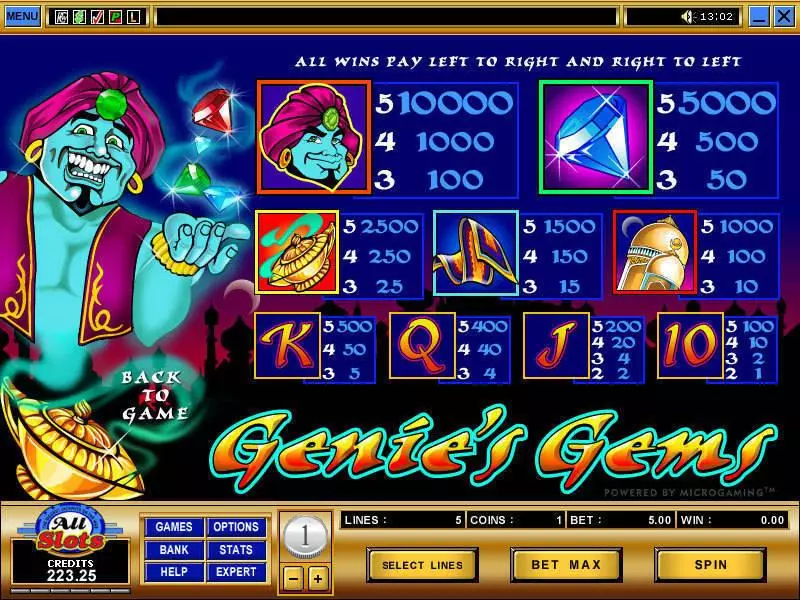 Play Genie's Gems Slot Info and Rules