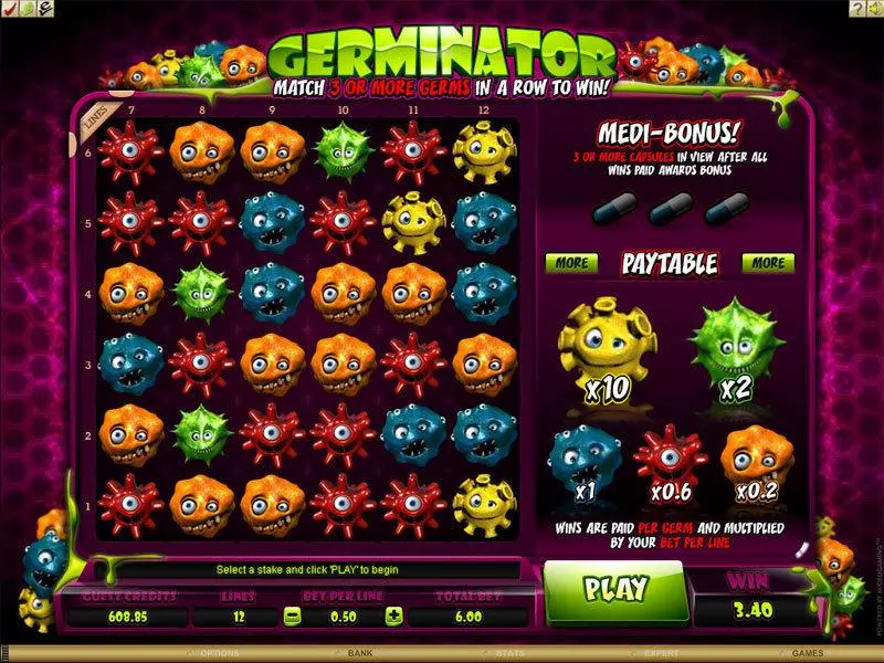 Play Germinator Slot Introduction Screen