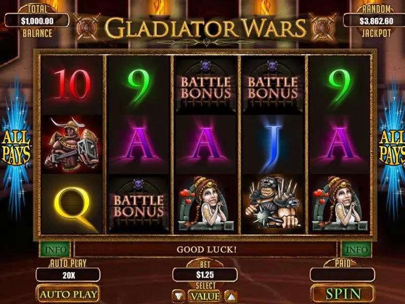 Play Gladiator Wars Slot Main Screen Reels