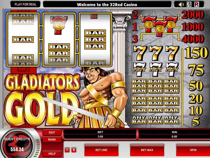 Play Gladiator's Gold Slot Main Screen Reels