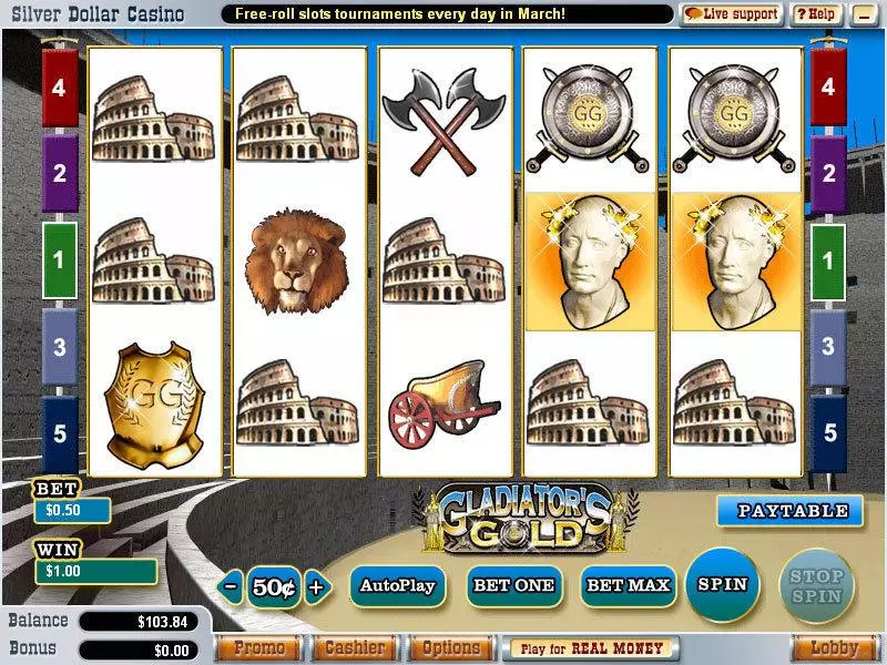 Play Gladiator's Gold Slot Main Screen Reels