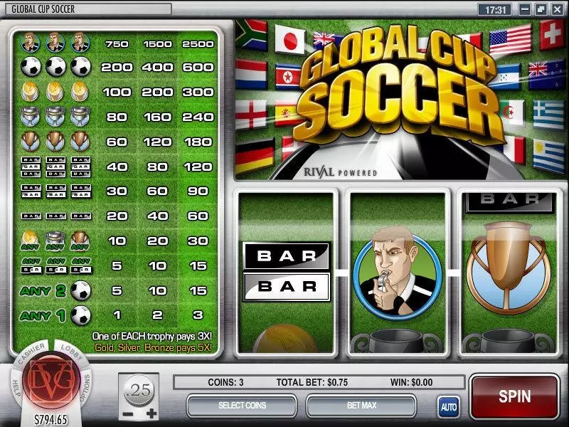 Play Global Cup Soccer Slot Main Screen Reels