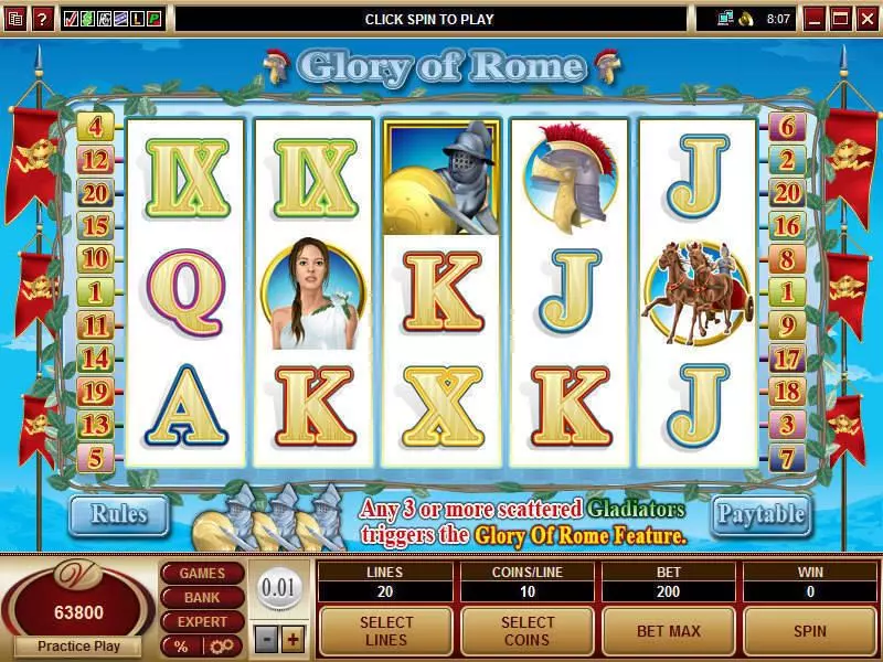 Play Glory of Rome Slot Main Screen Reels