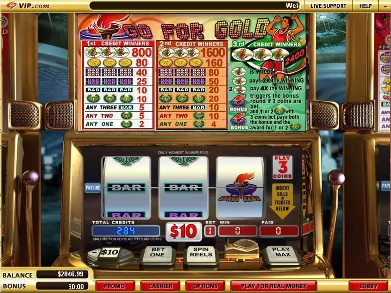 Play Go for Gold Slot Main Screen Reels