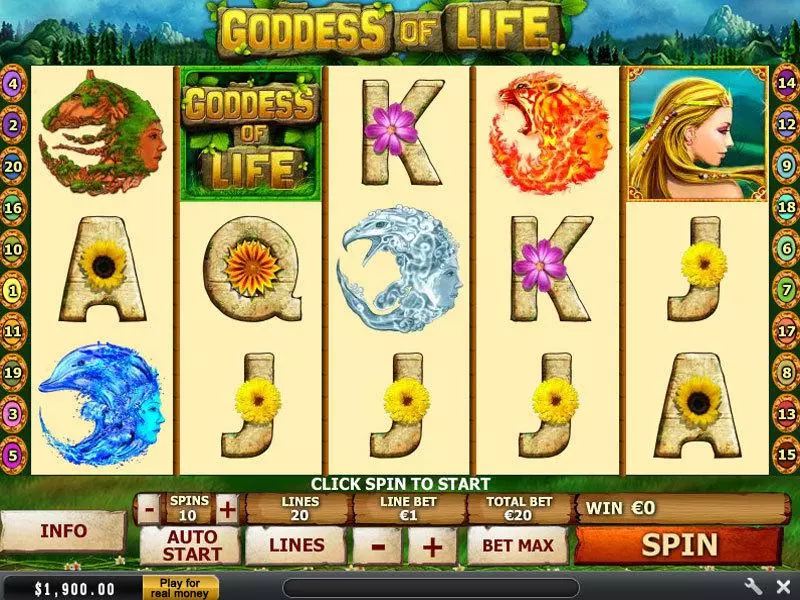 Play Goddes of Life Slot Main Screen Reels