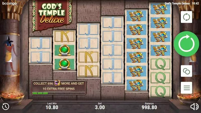 Play God's Temple Deluxe Slot Main Screen Reels