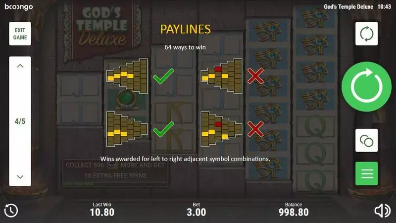 Play God's Temple Deluxe Slot Info and Rules