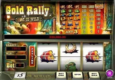 Play Gold Rally 1 Line Slot Main Screen Reels