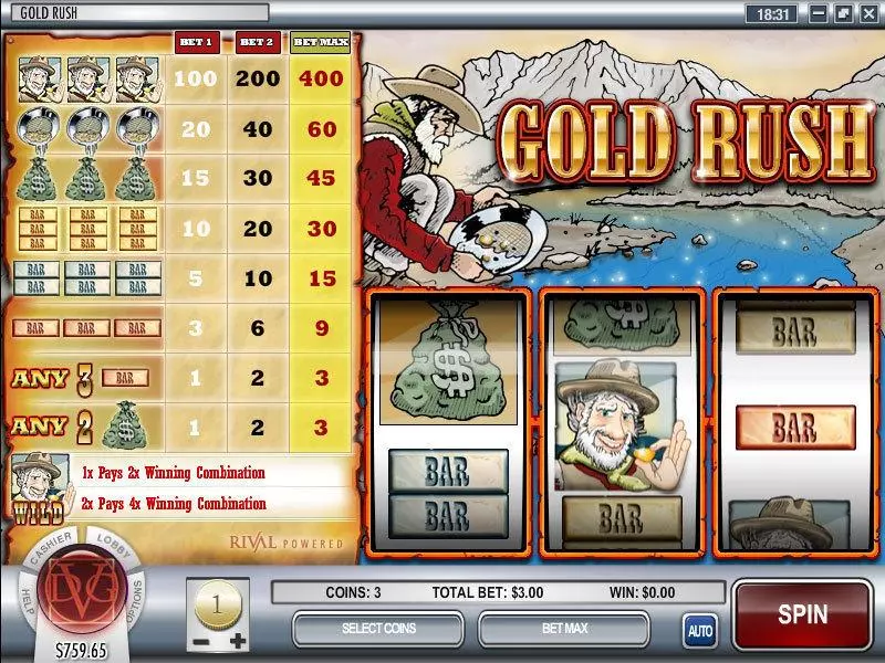 Play Gold Rush Slot Main Screen Reels