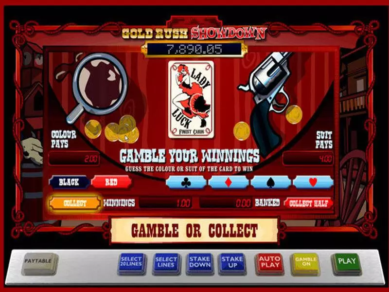 Play Gold Rush Showdown Slot Gamble Screen