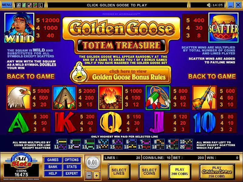 Play Golden Goose - Totem Treasure Slot Info and Rules
