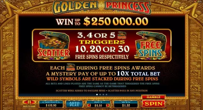 Play Golden Princess Slot Info and Rules