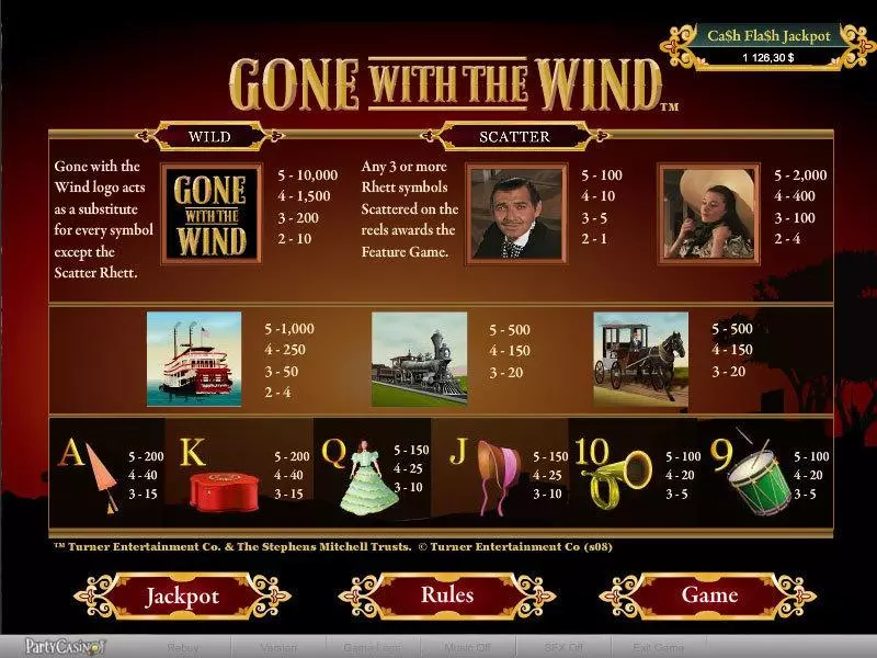 Play Gone With The Wind Slot Info and Rules