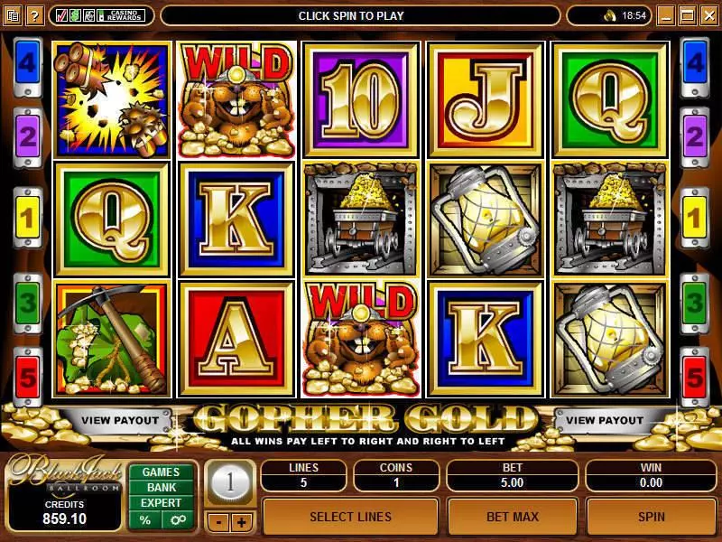 Play Gopher Gold Slot Main Screen Reels