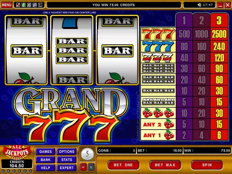 Play Grand 7's Slot Main Screen Reels