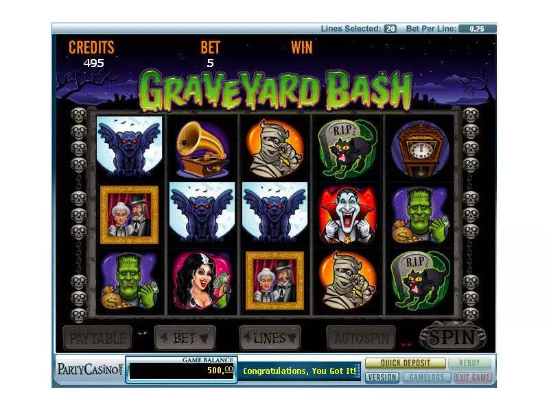 Play Graveyard Bash Slot Main Screen Reels