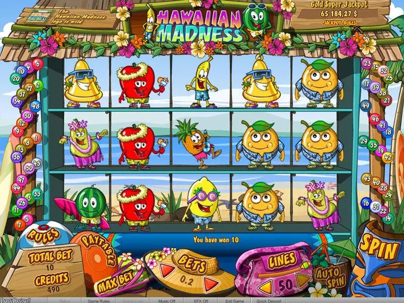 Play Hawaiian Madness Slot Main Screen Reels