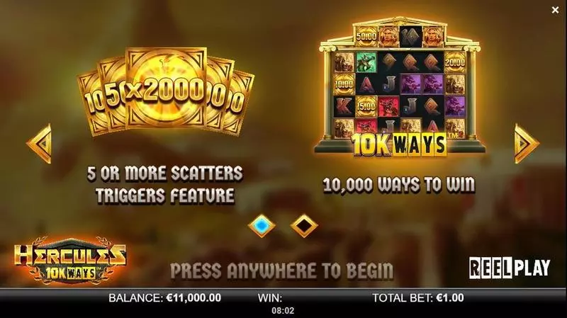 Play Hercules 10K WAYS Slot Free Spins Feature