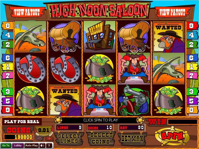 Play High Noon Saloon Slot Main Screen Reels