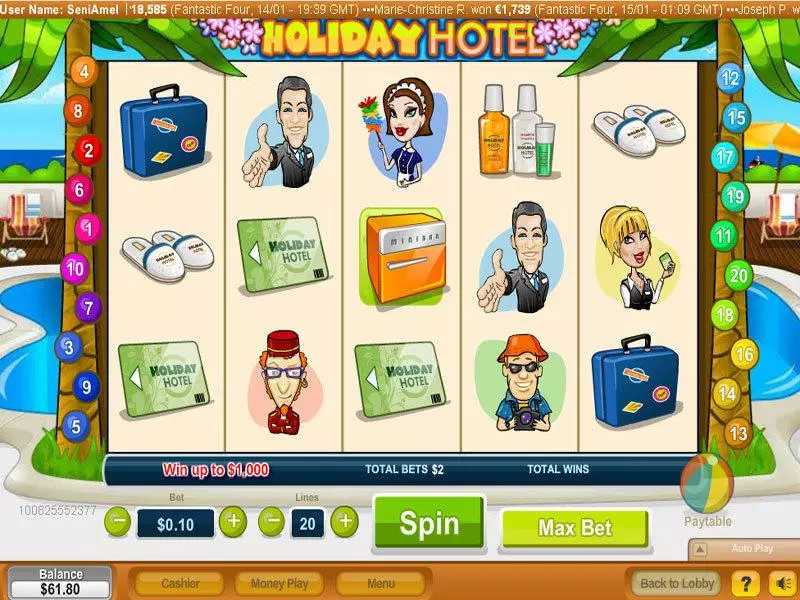 Play Holiday Hotel Slot Main Screen Reels