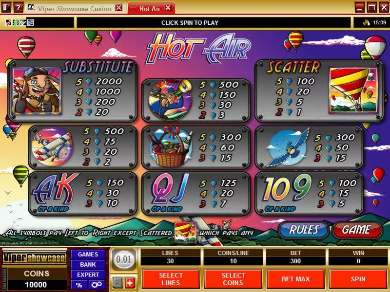 Play Hot Air Slot Info and Rules