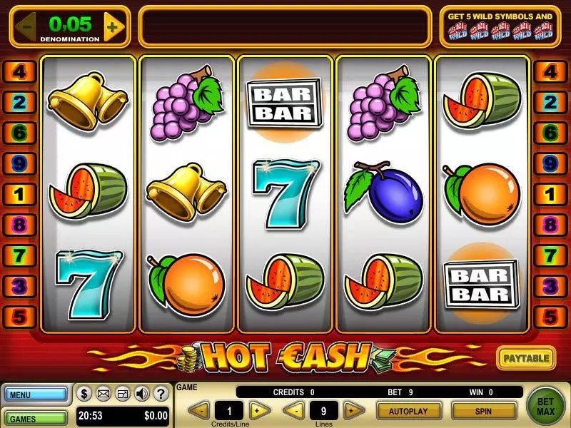 Play Hot Cash Slot Main Screen Reels