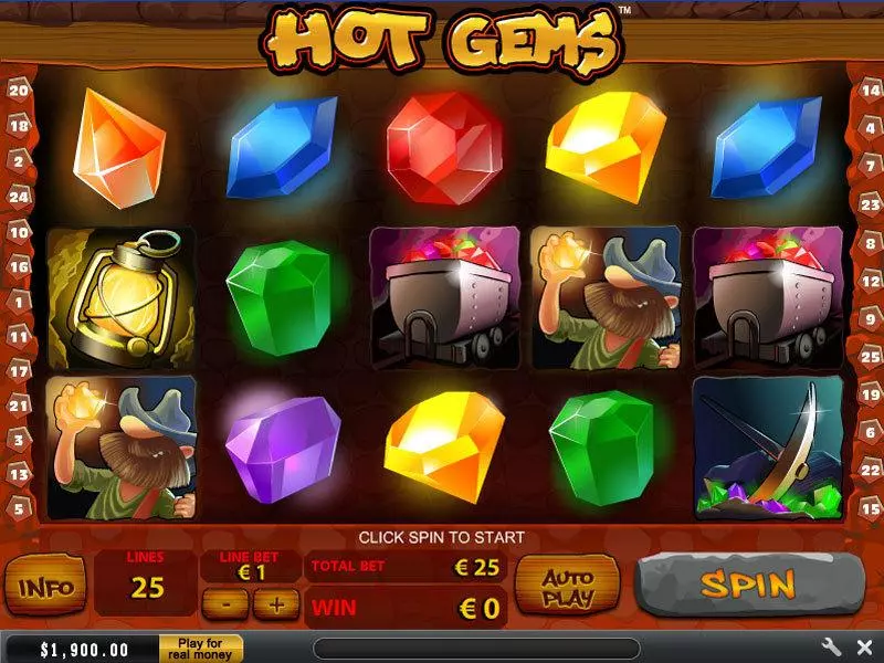 Play Hot Gems Slot Main Screen Reels