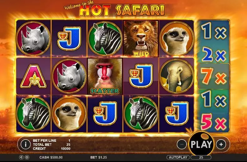 Play Hot Safari Slot Introduction Screen
