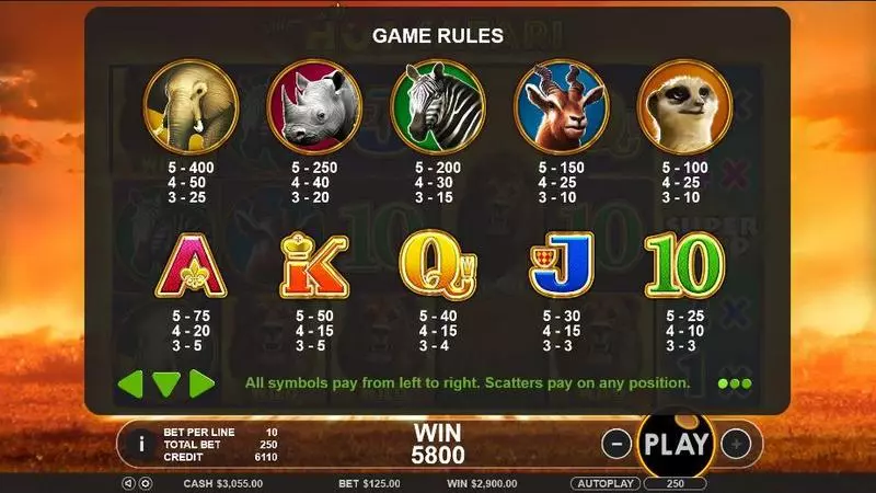 Play Hot Safari Slot Info and Rules