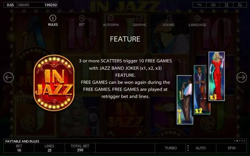 Play In Jazz Slot Info and Rules