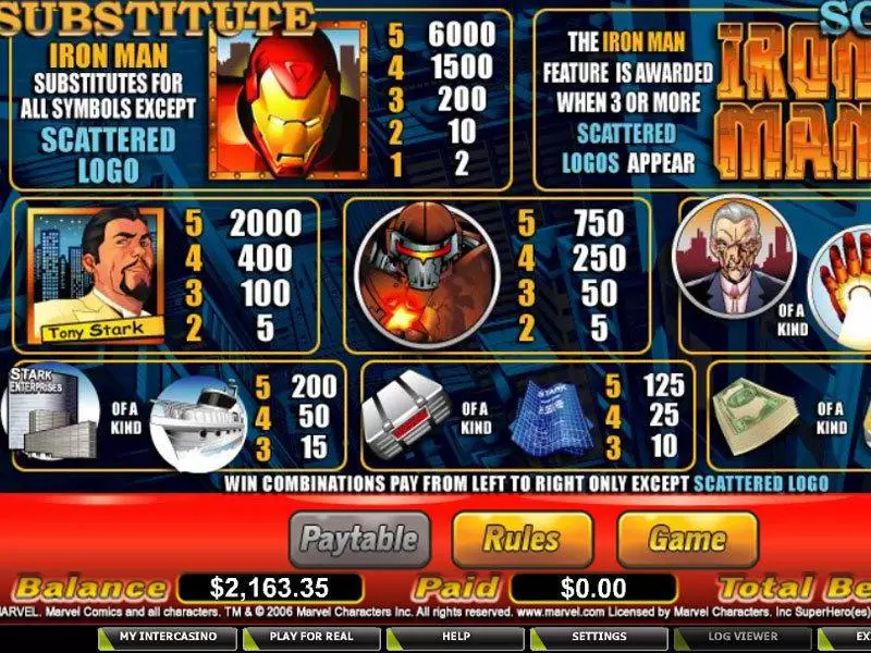 Play Iron Man Slot Info and Rules