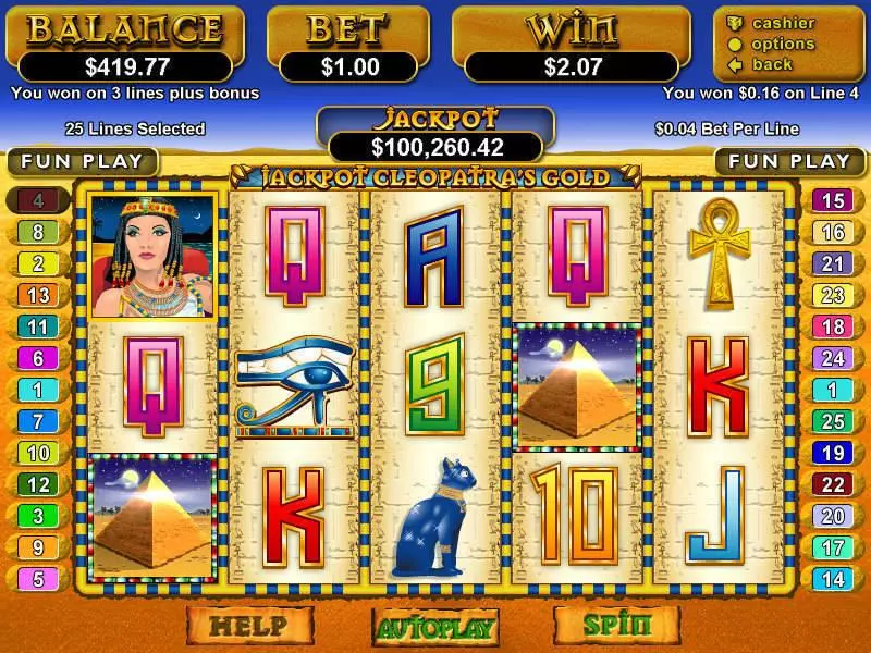 Play Jackpot Cleopatra's Gold Slot Main Screen Reels