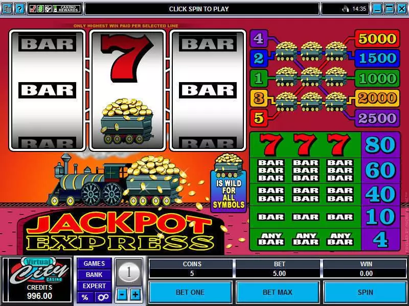 Play Jackpot Express Slot Main Screen Reels