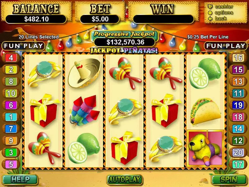 Play Jackpot Pinatas Slot Main Screen Reels