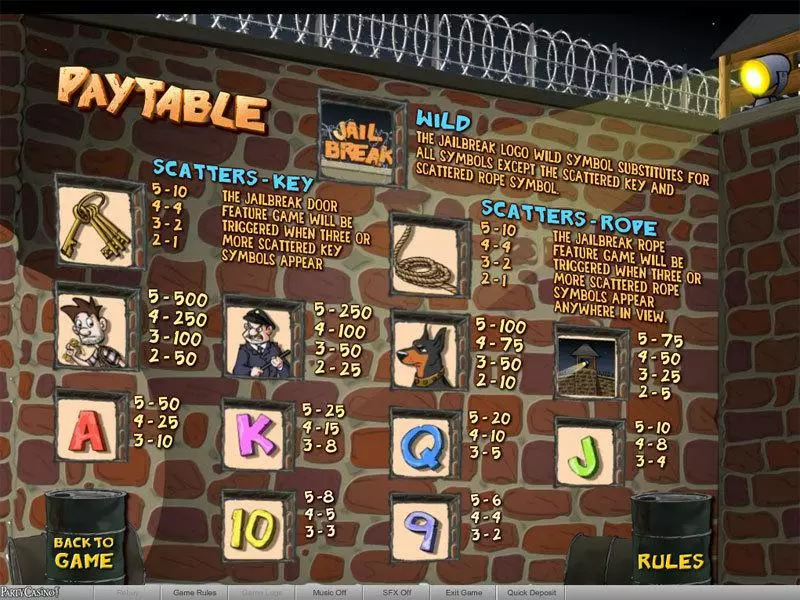 Play Jail Break Raffle Slot Info and Rules