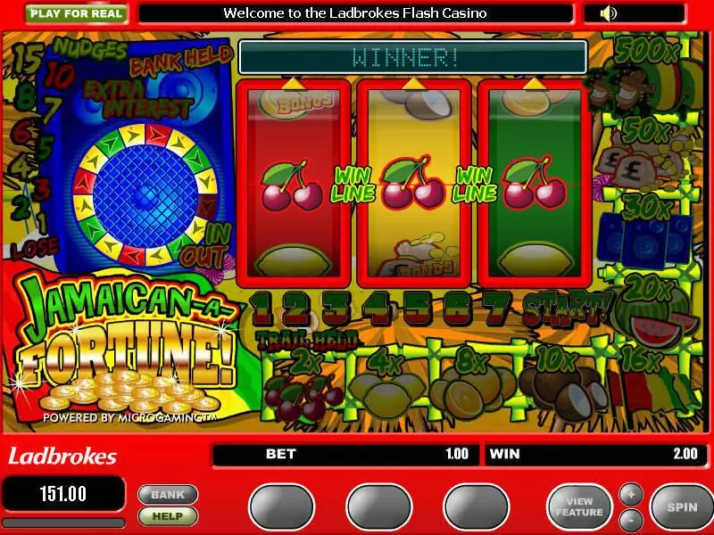 Play Jamaican a Fortune Slot Main Screen Reels