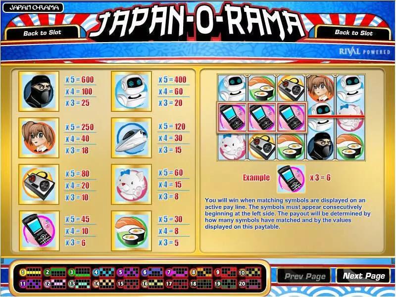 Play Japan-O-Rama Slot Info and Rules