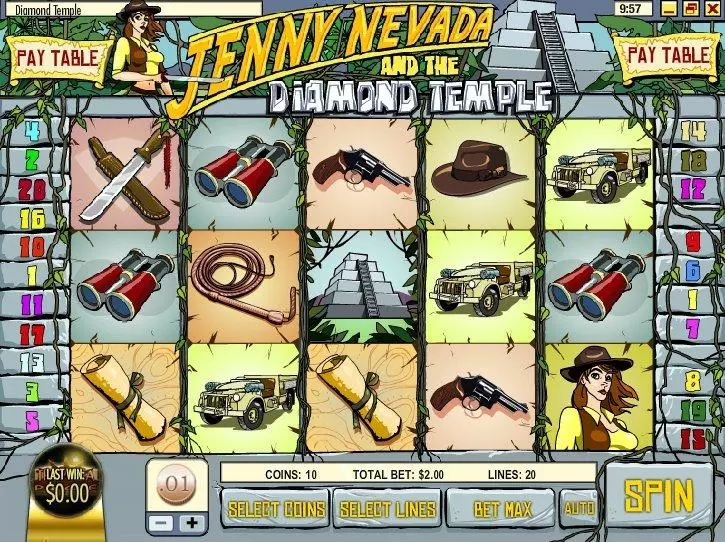 Play Jenny Nevada And The Diamond Temple Slot Main Screen Reels