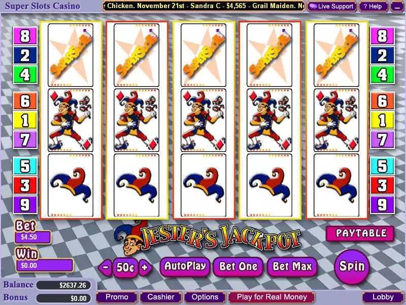 Play Jester's Jackpot Slot Main Screen Reels