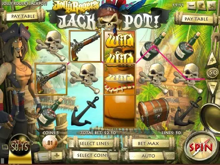 Play Jolly Roger Jackpot Slot Main Screen Reels