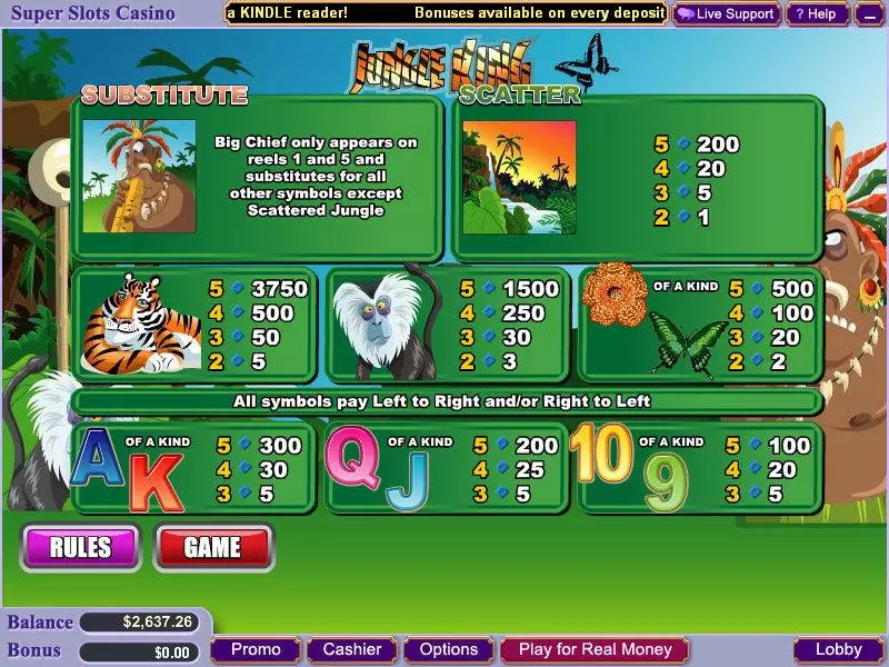 Play Jungle King Slot Info and Rules
