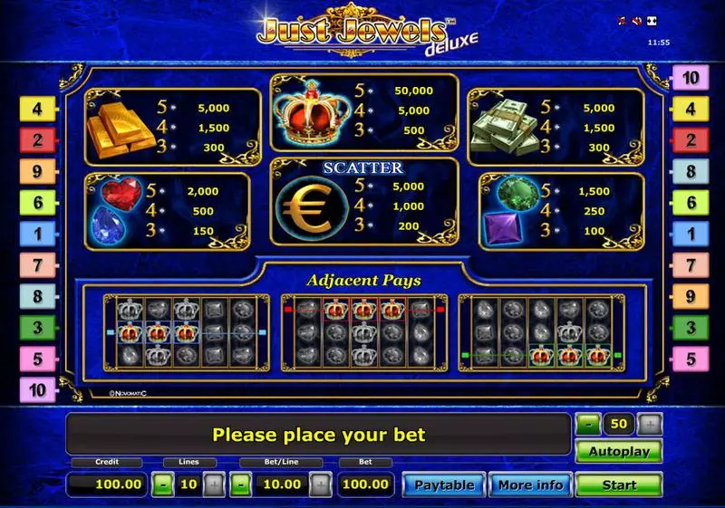 Play Just Jewels - Deluxe Slot Info and Rules