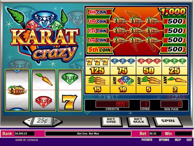 Play Karat Crazy Slot Main Screen Reels