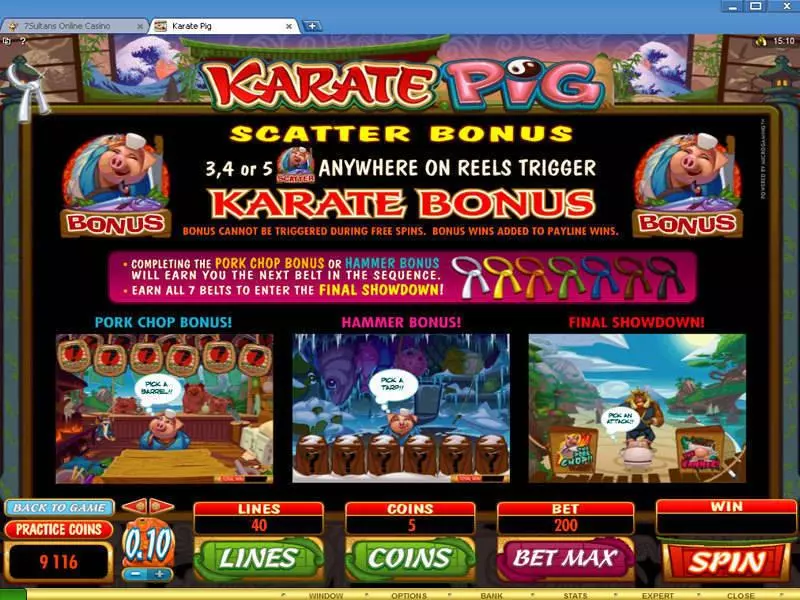 Play Karate Pig Slot Bonus 1