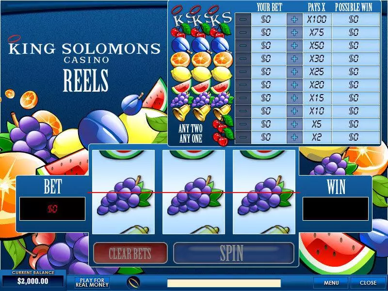 Play King Solomons Reels Slot Main Screen Reels