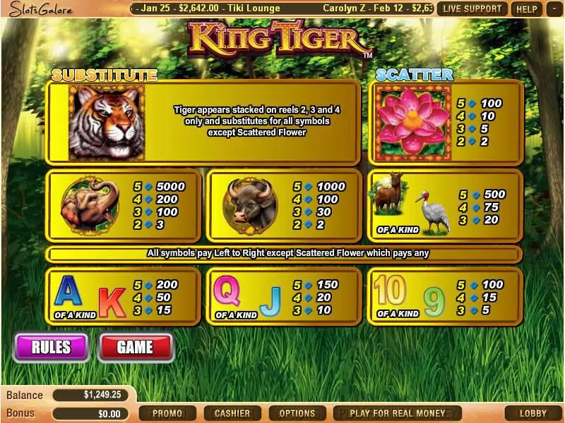 Play King Tiger Slot Info and Rules